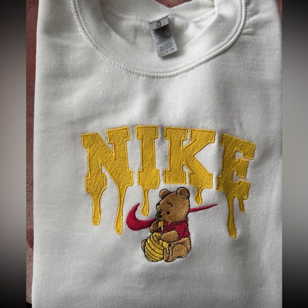 Custom Nike Pooh White Sweatshirt